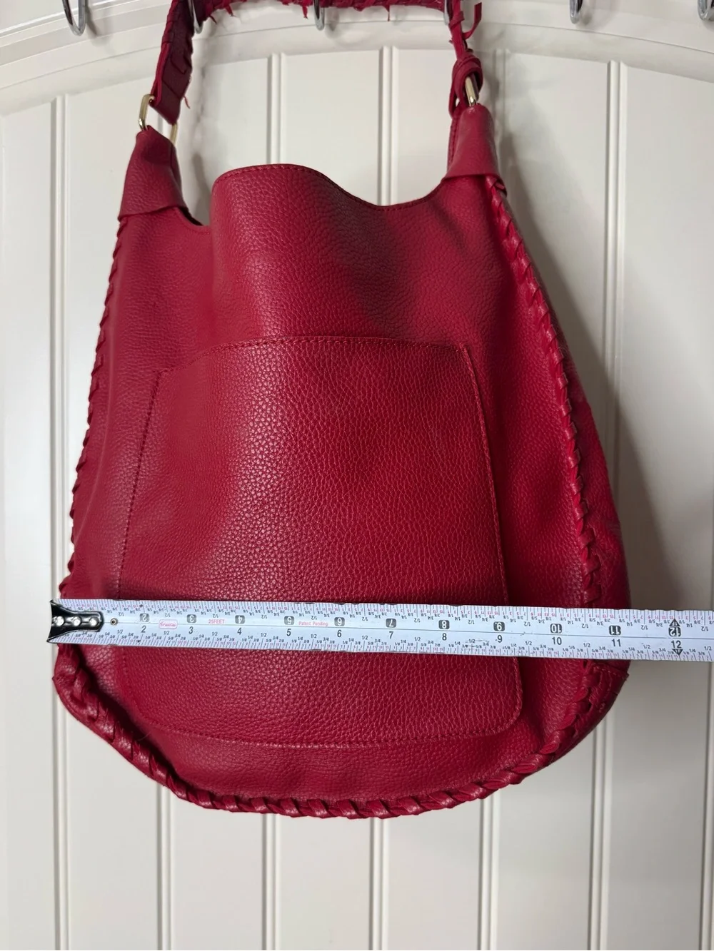 2/for $20 🪩 Fringed Red Pebbled Hobo Shoulder Bag - Mark & Hall